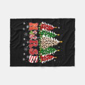 Nurse Christmas Tree Leopard Buffalo Plaid Red Gre Fleece Deken (Voorkant (Horizontaal))