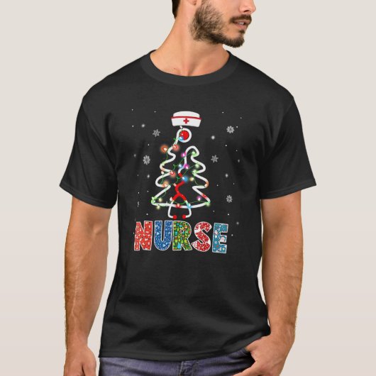 Nurse Christmas Tree Stethoscope RN LPN Scrub Nurs T-shirt (Voorkant)