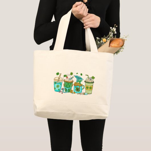 Nurse Coffee Lover St Patrick's Grote Tote Bag (Voorkant (product))