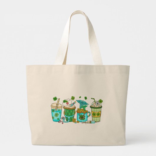 Nurse Coffee Lover St Patrick's Grote Tote Bag (Achterkant)