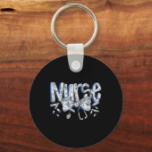 Nurse Coquette Bow Blue Stethoscope Nursing Medica Sleutelhanger (Voorkant)