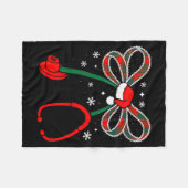 Nurse Coquette Bow Stethoscope Nursing Xmas Pjs Ch Fleece Deken (Voorkant (Horizontaal))