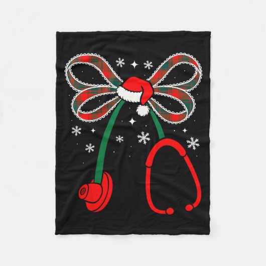 Nurse Coquette Bow Stethoscope Nursing Xmas Pjs Ch Fleece Deken (Voorkant)