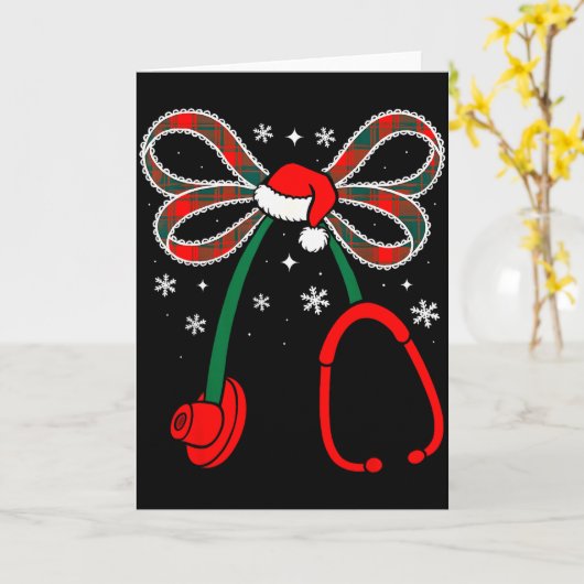 Nurse Coquette Bow Stethoscope Nursing Xmas Pjs Ch Kaart (Gele Bloem)