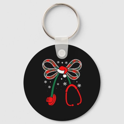 Nurse Coquette Bow Stethoscope Nursing Xmas Pjs Ch Sleutelhanger (Voorkant)