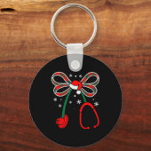 Nurse Coquette Bow Stethoscope Nursing Xmas Pjs Ch Sleutelhanger (Voorkant)