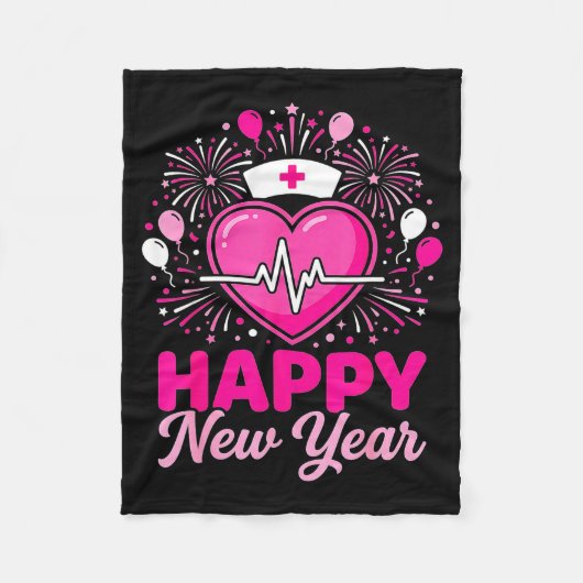 Nurse Crew Heartbeat Nye Countdown Party Year Happ Fleece Deken (Voorkant)