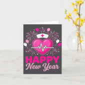 Nurse Crew Heartbeat Nye Countdown Party Year Happ Kaart (Gele Bloem)