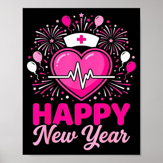 Nurse Crew Heartbeat Nye Countdown Party Year Happ Poster (Voorkant)