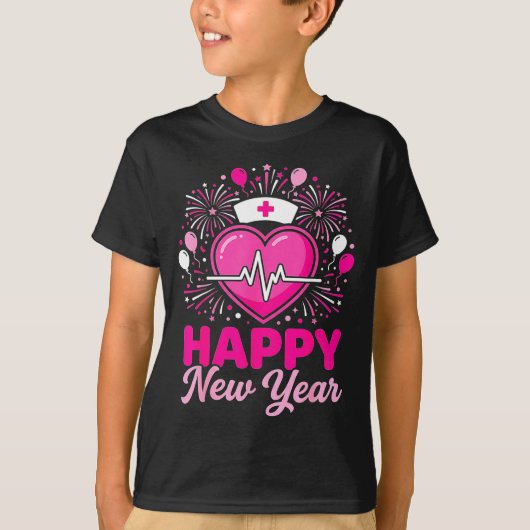 Nurse Crew Heartbeat Nye Countdown Party Year Happ T-shirt (Voorkant)