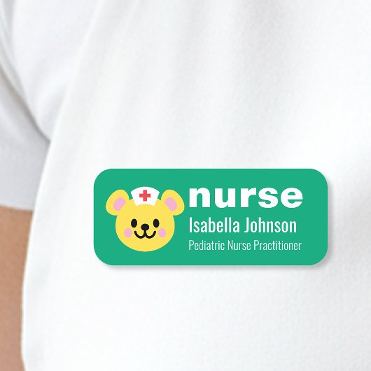 Nurse Custom Name Cute Dog Blue Naamplaatje