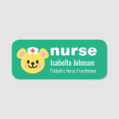 Nurse Custom Name Cute Dog Blue Naamplaatje (Voorkant)