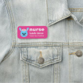 Nurse Custom Name Cute Rabbit Pink Naamplaatje (In situ)