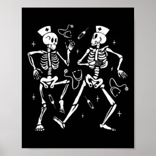 Nurse Dancing Skeleton Halloween Skeleton Kostuum Poster