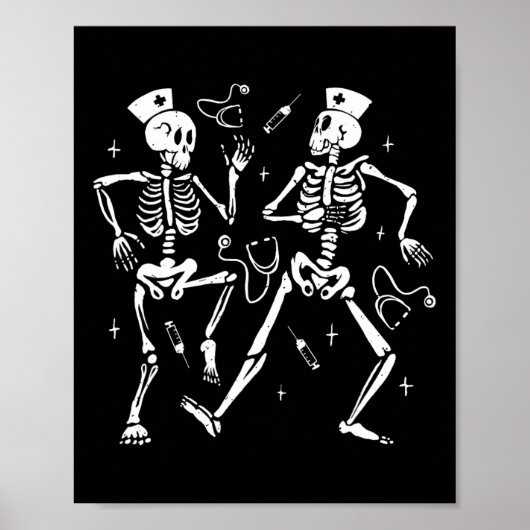 Nurse Dancing Skeleton Halloween Skeleton Kostuum Poster (Voorkant)