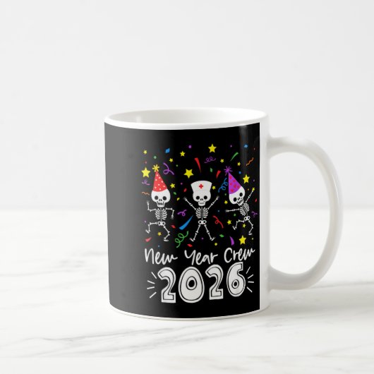 Nurse Dancing Skeleton New Year Crew 2026 Funny Er Koffiemok (Rechts)