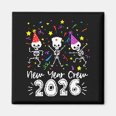 Nurse Dancing Skeleton New Year Crew 2026 Funny Er Magneet (Voorkant)