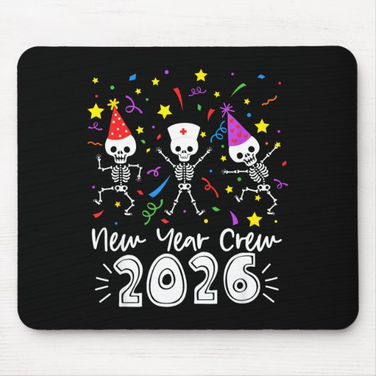 Nurse Dancing Skeleton New Year Crew 2026 Funny Er Muismat (Voorkant)