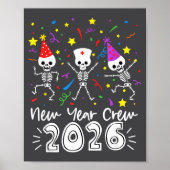 Nurse Dancing Skeleton New Year Crew 2026 Funny Er Poster (Voorkant)