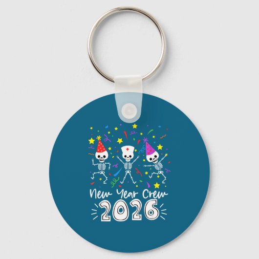 Nurse Dancing Skeleton New Year Crew 2026 Funny Er Sleutelhanger (Voorkant)