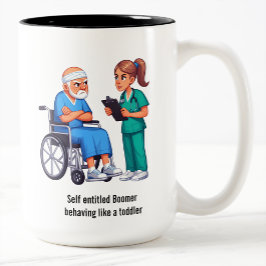 Nurse Dealing With Self Entitled Elderly Patient  Tweekleurige Koffiemok