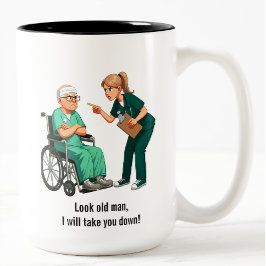 Nurse Dealing With Self Entitled Elderly Patient  Tweekleurige Koffiemok