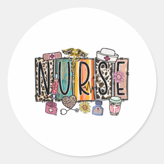 Nurse Design Ronde Sticker (Voorkant)