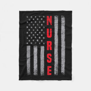 Nurse Distressed American Flag Design Nursing Fleece Deken