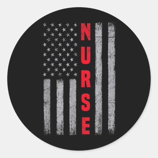 Nurse Distressed American Flag Design Nursing Ronde Sticker (Voorkant)