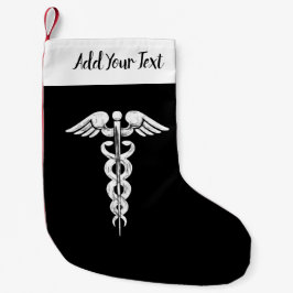 Nurse Doctor Medical Caduceus Black White Kleine Kerstsok