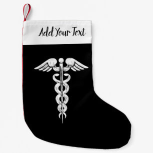 Nurse Doctor Medical Caduceus Black White Kleine Kerstsok