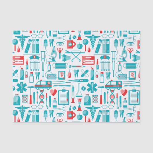 Nurse Doctor Personeel Medische apparatuur Patroon Tissuepapier (Voorkant)