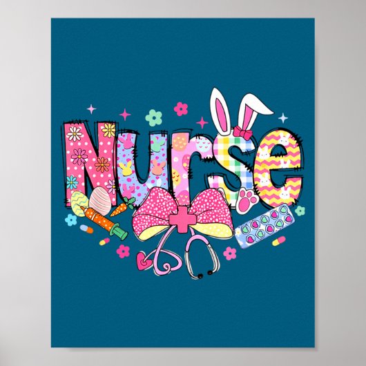 Nurse Easter Day Cute Coquette Stethoscope Nursing Poster (Voorkant)