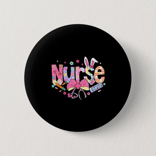 Nurse Easter Day Cute Coquette Stethoscope Nursing Ronde Button 5,7 Cm (Voorkant)