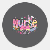 Nurse Easter Day Cute Coquette Stethoscope Nursing Ronde Sticker (Voorkant)