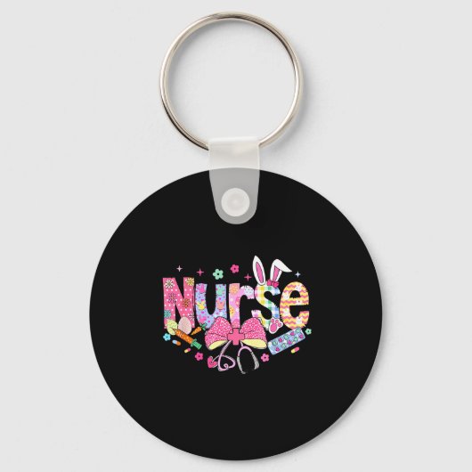 Nurse Easter Day Cute Coquette Stethoscope Nursing Sleutelhanger (Voorkant)