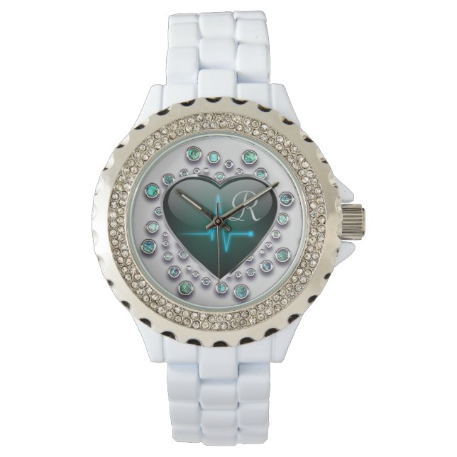 Nurse EKG hart en juweel Horloge (Voorkant)