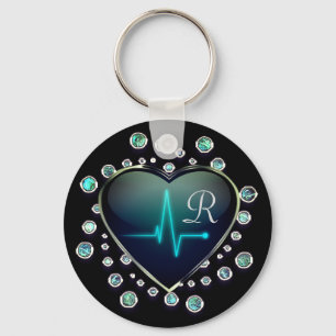 Nurse EKG hart en juweel Sleutelhanger