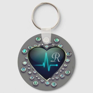 Nurse EKG hart en juweel Sleutelhanger