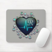 Nurse EKG hart en juweelmousepad Muismat (Met muis)