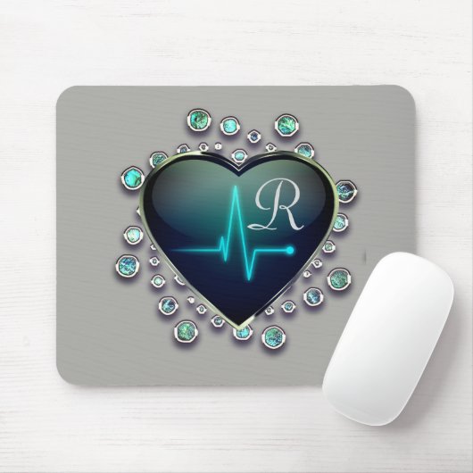 Nurse EKG hart en juweelmousepad Muismat (Met muis)