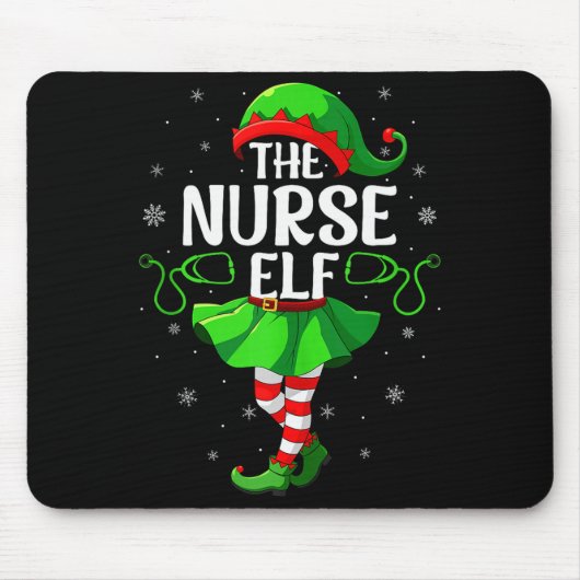 Nurse Elf Christmas Girls Women Elf Squad Xmas Fam Muismat (Voorkant)