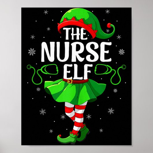 Nurse Elf Christmas Girls Women Elf Squad Xmas Fam Poster (Voorkant)