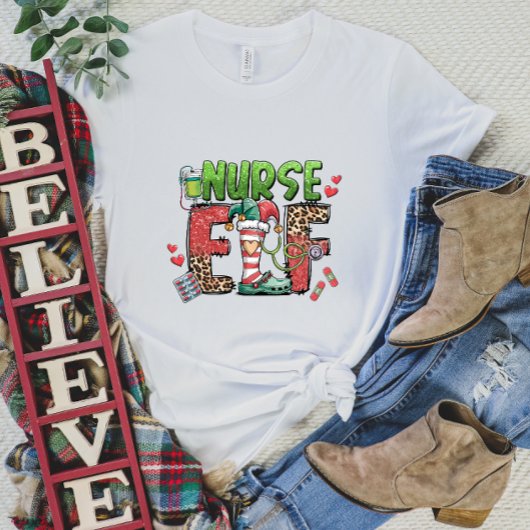 Nurse Elf Holiday T-shirt