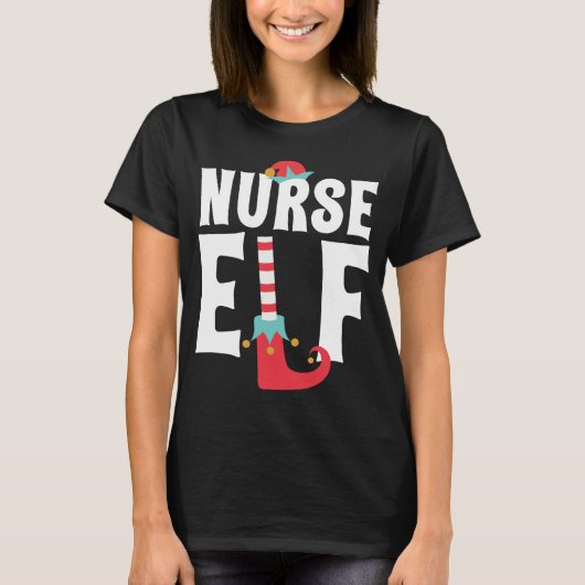 Nurse Elf Schattige Grappig Kerstkostuum T-shirt (Voorkant)