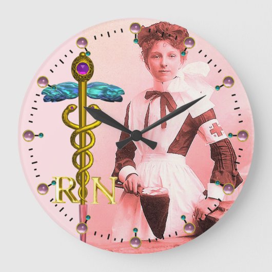  NURSE en Gold Caduceus NR Emblem Grote Klok (Voorkant)