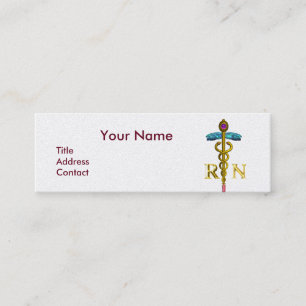  NURSE en Gold Caduceus NR Emblem Pearl Mini Visitekaartje