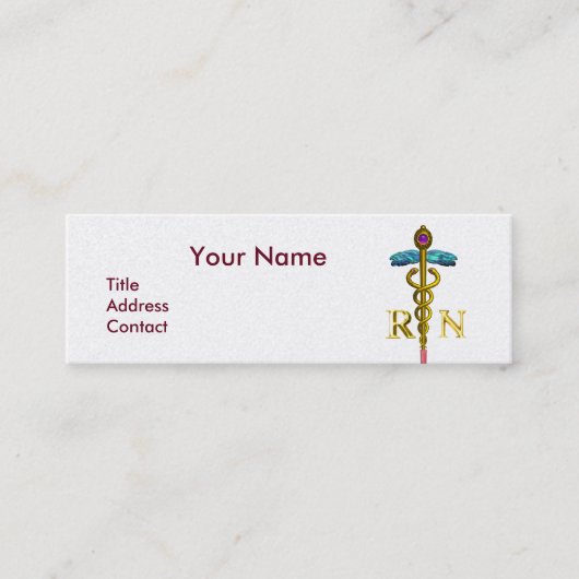  NURSE en Gold Caduceus NR Emblem Pearl Mini Visitekaartje (Voorkant)