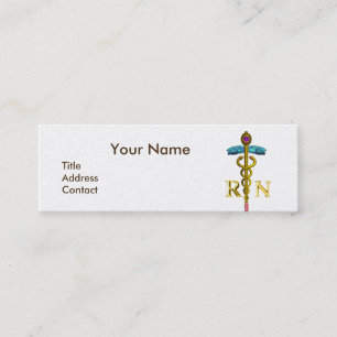 NURSE en Gold Caduceus NR Emblem Pearl Mini Visitekaartje