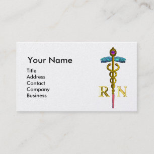 NURSE en Gold Caduceus NR Emblem Pearl Visitekaartje